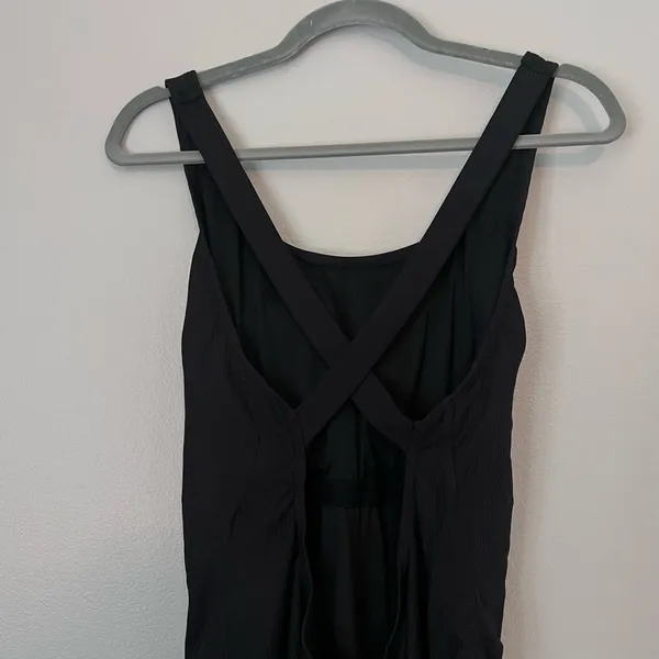 Andie The Ribbed Tulum Scoop Neck One Piece Cross Back Swimsuit Black XXL - Image 7