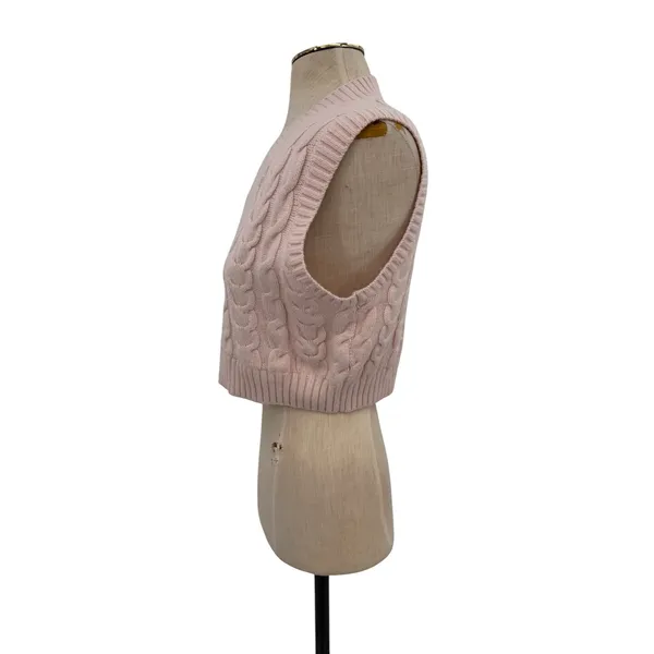 Aritzia Sunday Best Winston Cable Knit Sweater Vest Blush Pink Size XS - Image 2