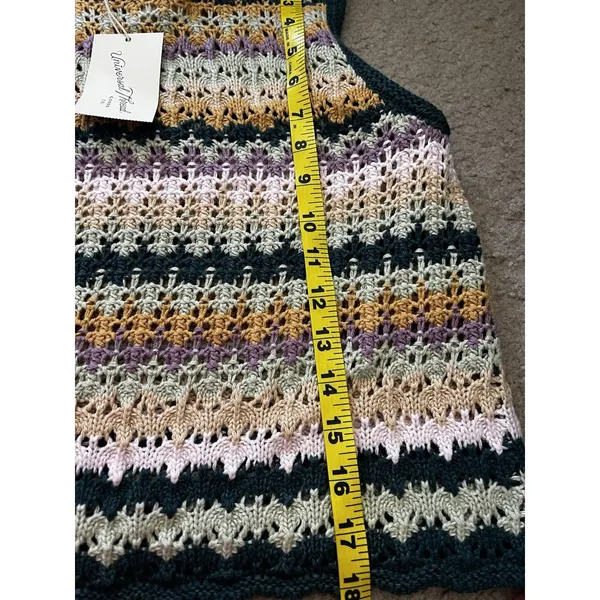 Universal Threads Sweater Vest Small Crochet Striped Knit Festival Boho Western - Image 6