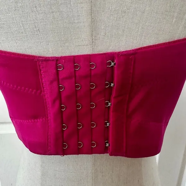 Hot Pink Sequin Beaded Bustier Crop Top Medium 38C Pink - Image 4