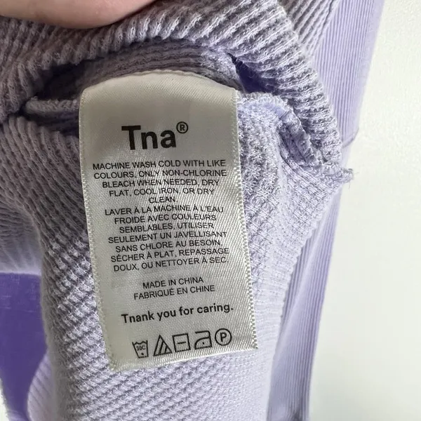 Aritzia TNA Size XXS Alder Thermal Waffle Knit Long Sleeve‎ Lilac Purple Casual - Image 8