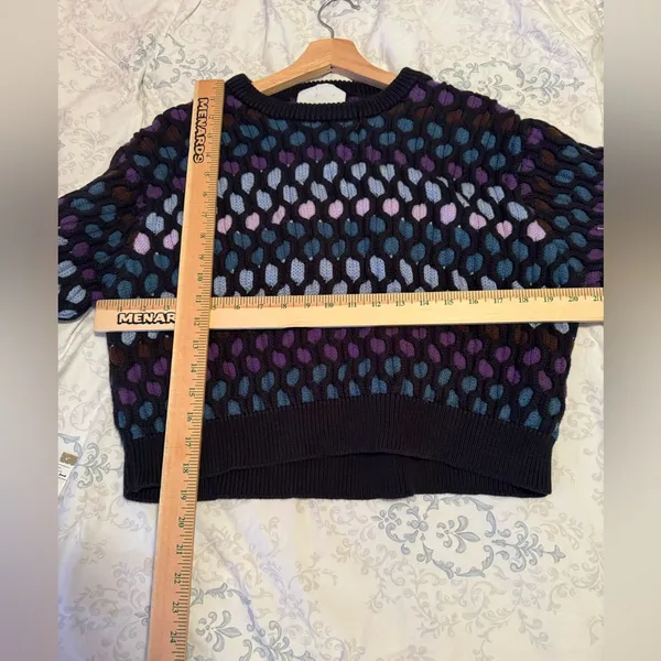 Koche Cropped Polka Dot Sweater Womens size large FLAWED‎ Black - Image 6