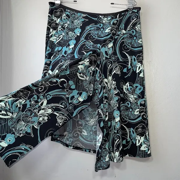 Merona Vintage Asymmetric Skirt Size XL Black Blue Fairy Pull On Witchy Whimsigoth Y2K - Image 3