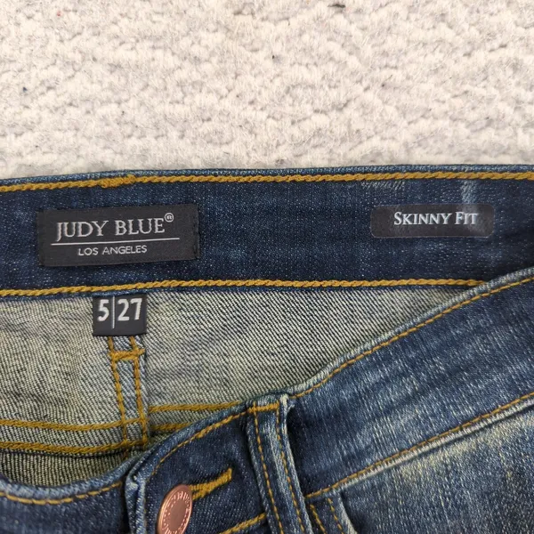 JUDY BLUE Skinny Fit Jeans Distressed Ripped‎ Blue Denim Womens Size 5 27 - Image 5