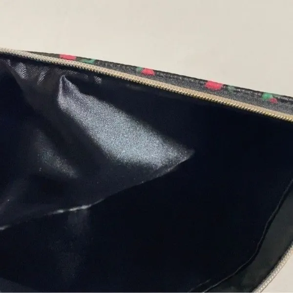 Mary Kay Black Rose Floral Cosmetic Bag Clutch Gold Zip Makeup Pouch 9.5x6 - Image 6