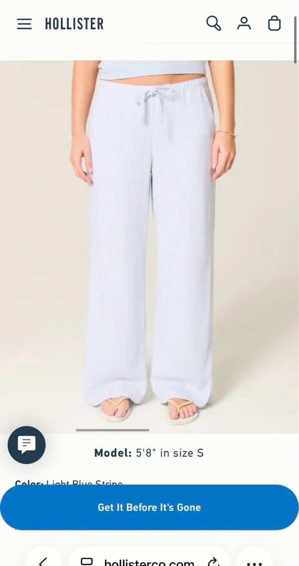 Hollister Striped Blue and White Linen Pants - Image 4