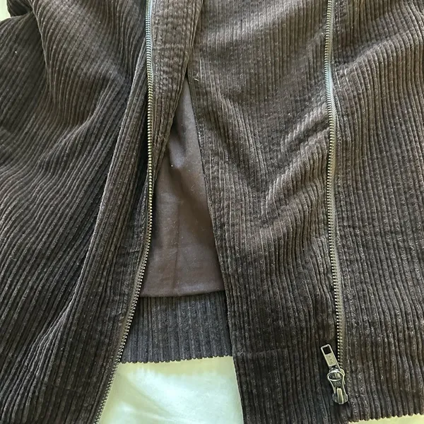 Eileen Fisher Corduroy Jacket Asymmetrical Zipper Brown Womens S - Image 11