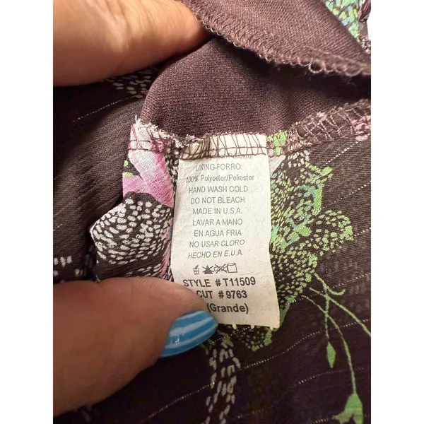Vintage Forever 21 XXI Y2K‎ Halter V Neck Top Women L Brown Pink Floral Festival - Image 6