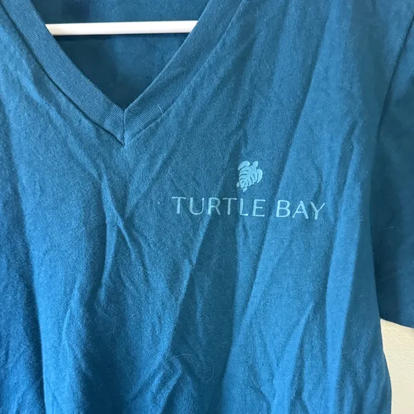 Women's Teal V-Neck Short Sleeve Turtle Bay Tee / A60 - Image 2