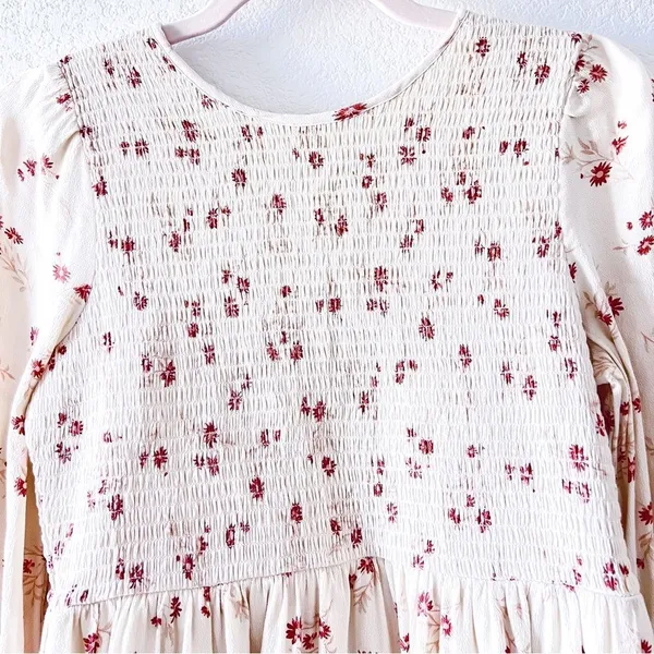 American Eagle Outfitters Women's Cream Floral Boho Babydoll Dress XS‎ - Image 3