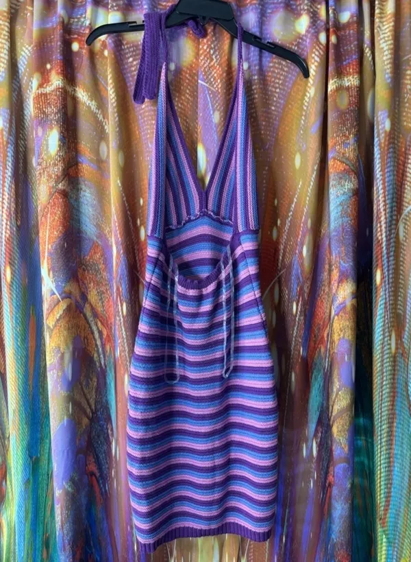 Wild Fable Purple Striped Knit Dress - Image 3
