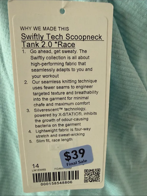 lululemon athletica Swiftly Tech ScoopNeck Tank 2.0 *Race - Foam - Image 2