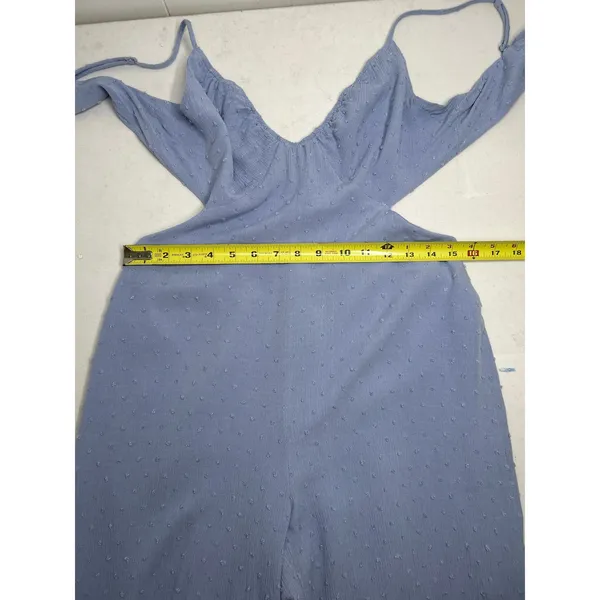 Lulus Darling Ties Light Blue Swiss Dot Tie-Back Wide-Leg Jumpsuit Size M - Image 8