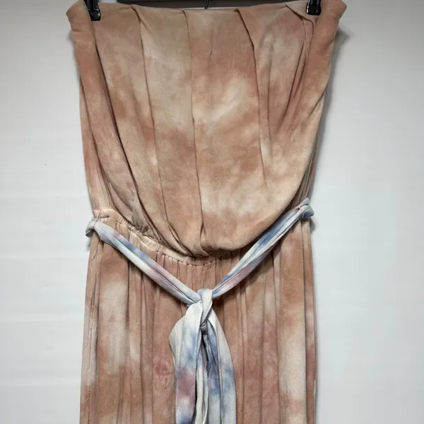 Free‎ People Dusty Mauve Tie Dye Strapless Jumpsuit Small Boho Wide Leg Romper - Image 4