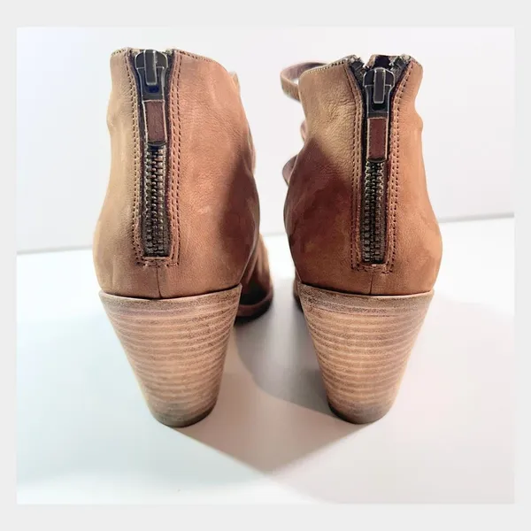 Eileen Fisher Vero Cucio Ankle Boots‎ Sz 7.5 Strappy Peep Toe Western Cowgirl - Image 5
