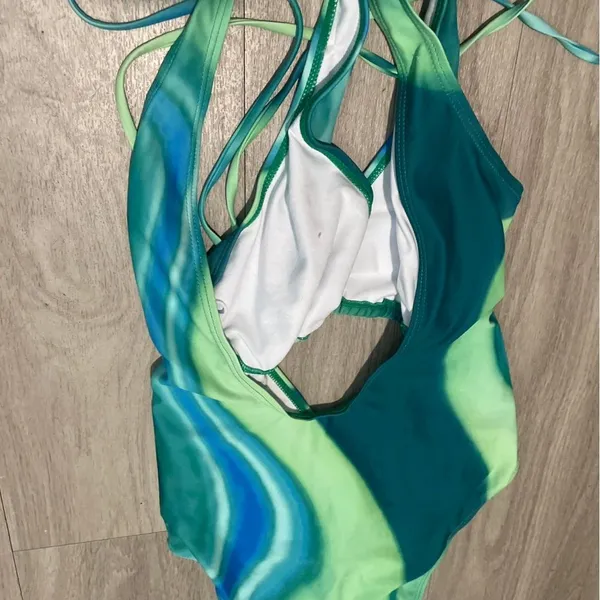 Green & Teal Swirl One-Piece Swimsuit - Image 3