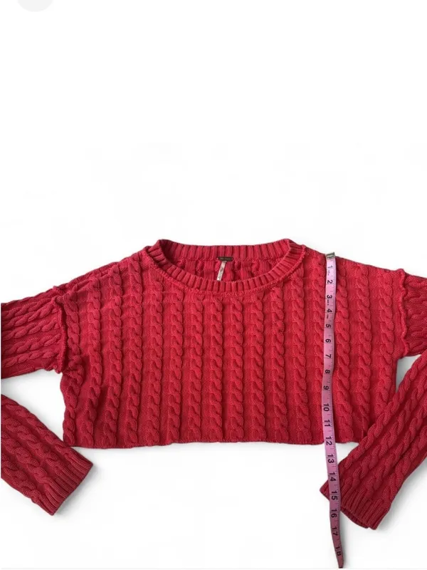 Free People Cable Knit Cropped Sweater - Image 8