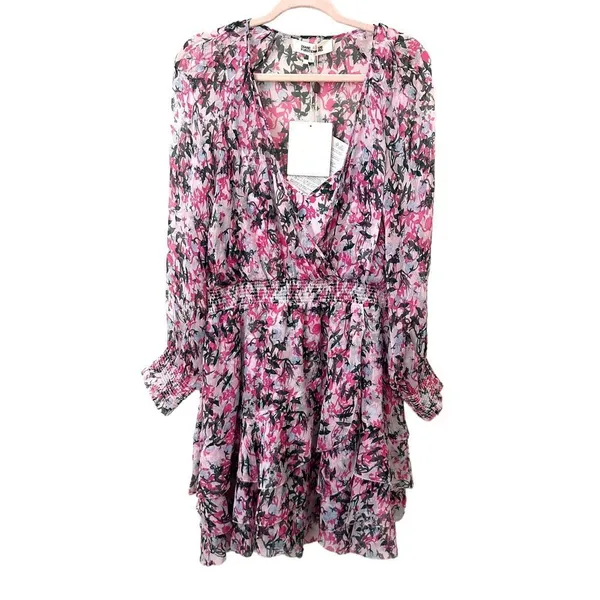 DIANE VON FURSTENBERG Kelby Floral Silk Mini Dress‎ NWT Sz Large - Image 2