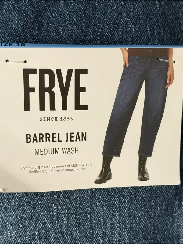 Frye Barrel Jeans Women Medium Wash 10 High Rise Curved Leg Denim Button Fly - Image 9