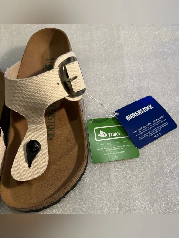 Birkenstock White Canvas Buckle Slide Sandal NWT - Image 9