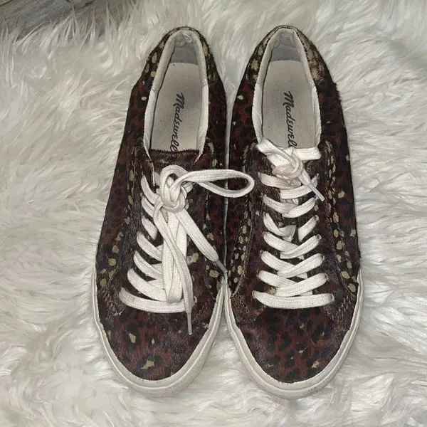 Madewell Sidewalk Low Top Leopard Print Calf Hair Sneakers - Image 2
