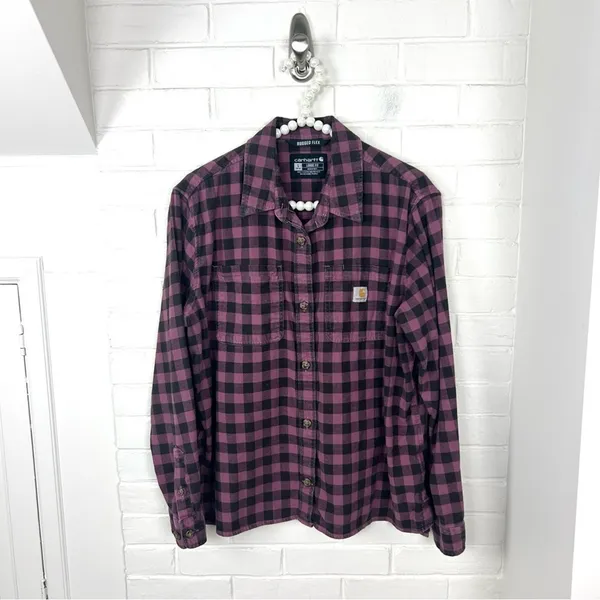 Carhartt Rugged Flex Loose Fit Midweight Flannel Long Sleeve Plaid Shirt - Image 2