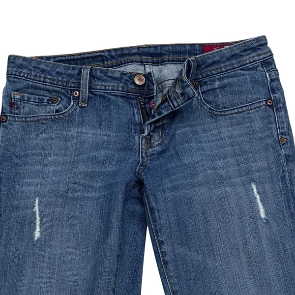 Seven7 Jeans‎ Womens 29 Flare Low Rise Medium Wash Denim Stretch Whisker 30x32 - Image 3