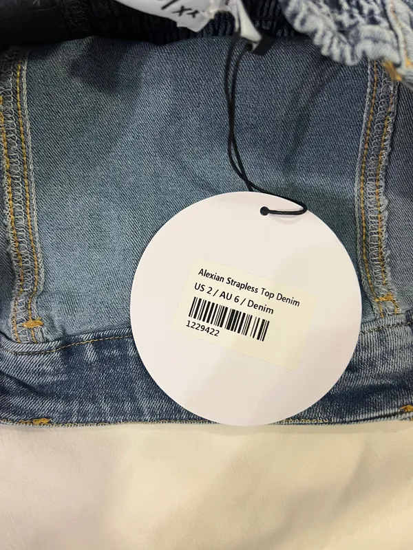 Princess Polly Strapless Top Denim - Image 3