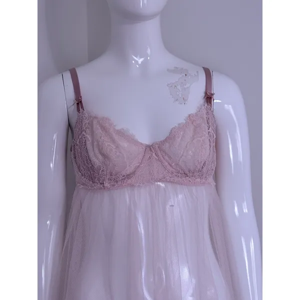 Victoria's Secret Women Bra Light Pink Floral Babydoll Underwired Tulle Size L - Image 3