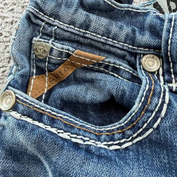 Ariat B4 Relaxed Girls Medium Wash Bootcut Jeans Size 14 Adjustable Waist - Image 5