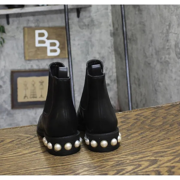 NWT On 34th Womens Jeovana Pearl Chelsea Booties 10019682400 Black Smooth 5.5M - Image 9