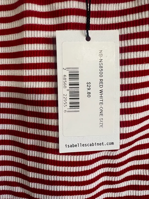 Red & White Striped Knit Crop Top and Mini Skirt Set - Image 3