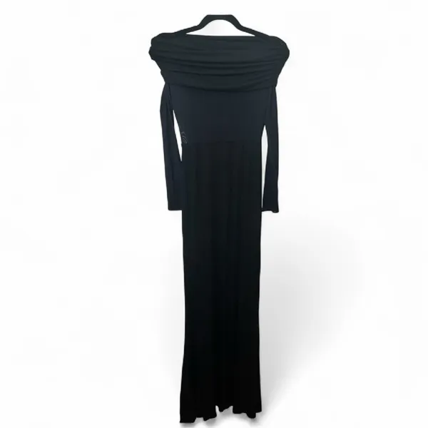 COMMENSE Semi-Sheer Off Shoulder Mesh Long Sleeve Long Dress Black SZ XL NWT - Image 3
