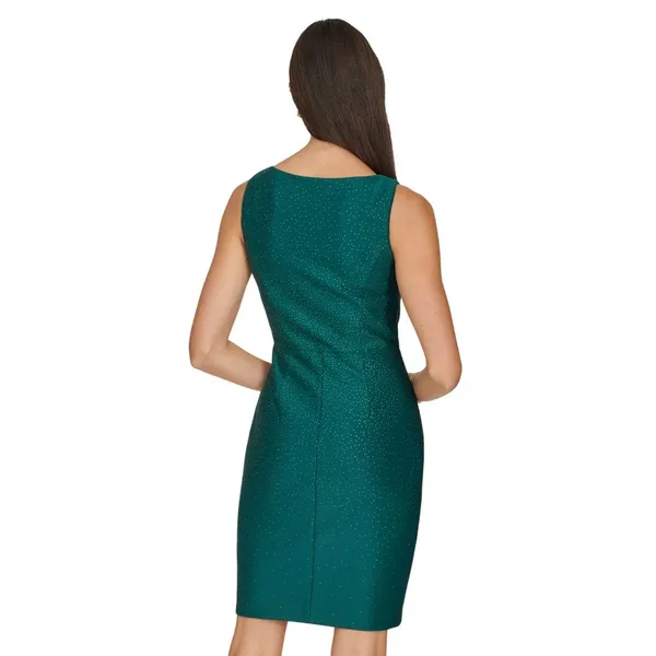 NWT Calvin Klein Boat-Neck Embellished Scuba Sheath Dress Emerald Green 2 - Image 4