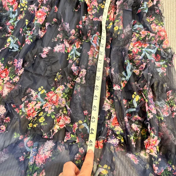 Dressalisa Maxi Gown Womens S Navy Gently Used Floral‎ Corset Tiered Ruffle Mesh - Image 10