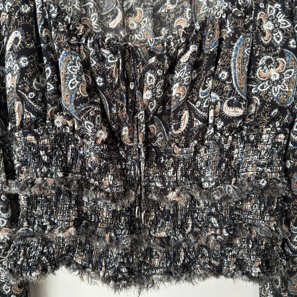 Free People Lolita Smocked Paisley Print Top Sz L - Image 6