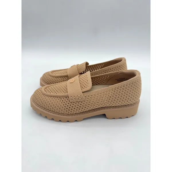Vivaia Francesca Platform Chunky Heel Penny Minimalist Nude Peach Mesh Loafer 8 - Image 9