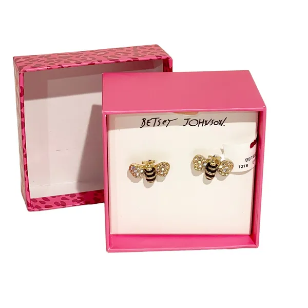Betsey Johnson Rhinestone Bumble Bee Earrings Jewelry NEW‎ in Box NWT - Image 2