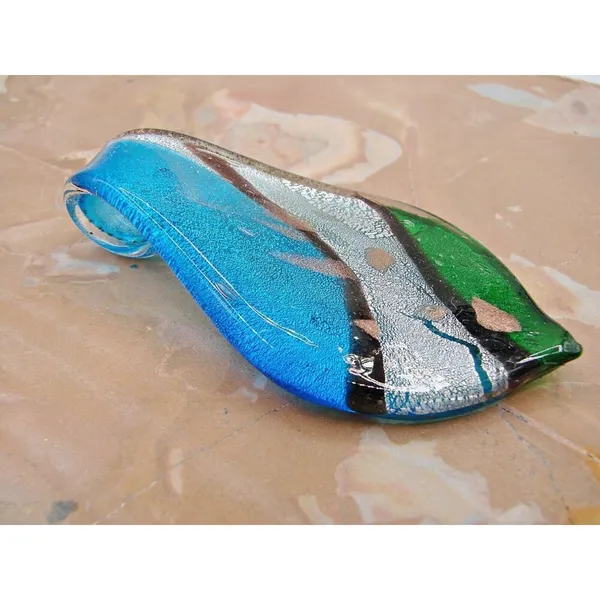 Blue Green Silver Fashion Glass Teardrop Pendant Jewelry Gifts Necklace Charm 2" - Image 2