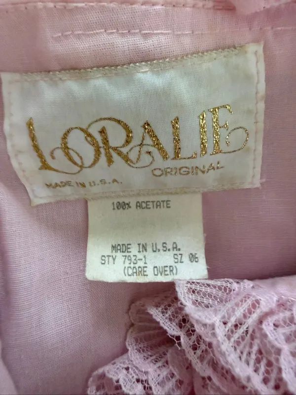 Vintage 80s Loralie Pink Southern Belle Bo Peep Prom Dress Gown XS - Image 12