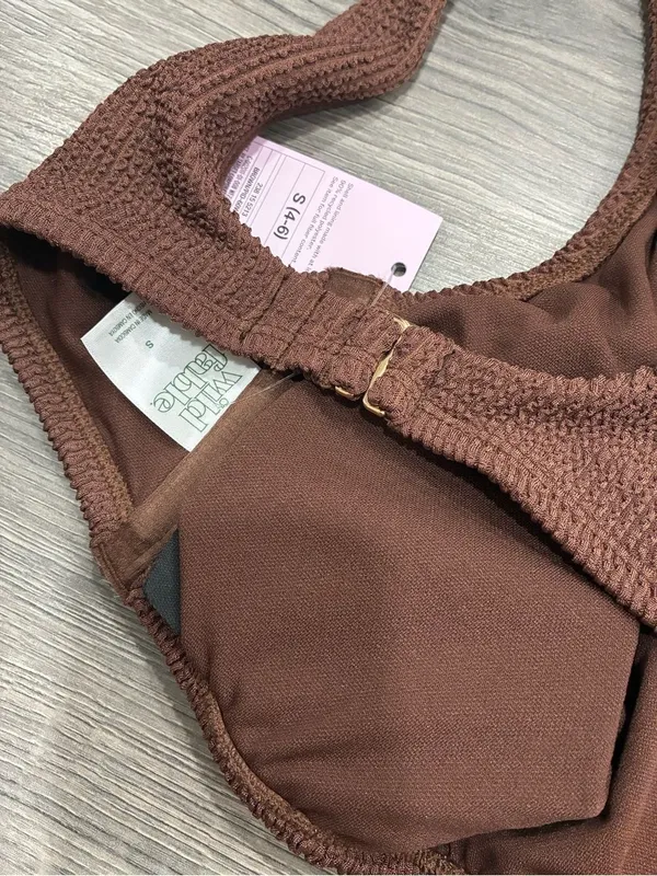 Wild Fable Chocolate Brown Textured Bikini Top NWT - Image 3