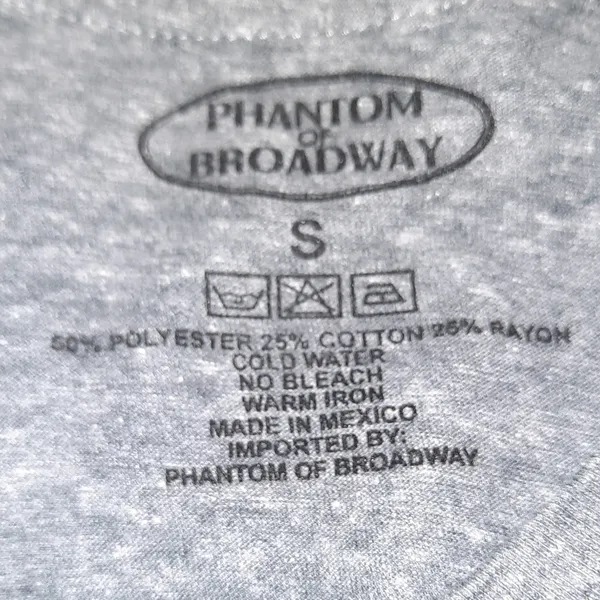 PHANTOM of Broadway Gray Tee Size Small - Image 4