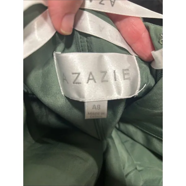 Azazie Bondi A-Line Ruched Chiffon Dress – Eucalyptus – Size 8 (Average) – NWT - Image 7