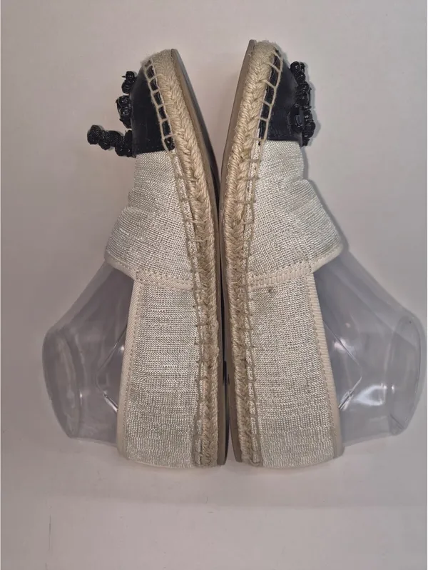 Circus by SAM EDELMAN Women 6 Loretta Tan Espadrille Black Bead Academia Flats - Image 3