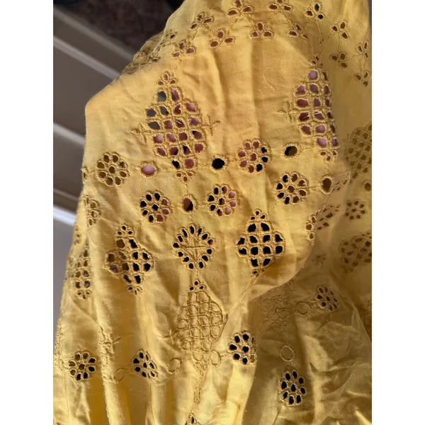 Anthropologie Vanessa Virginia Sadie Eyelet Swing Tank Mustard Yellow Bettina - Image 3