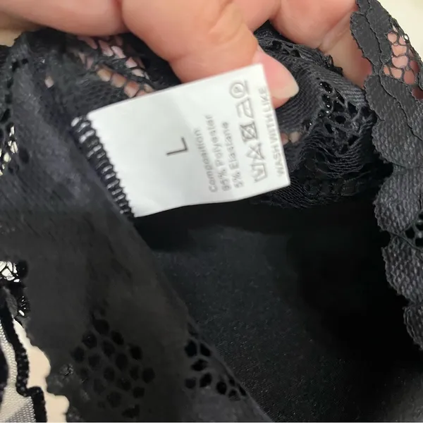 Women's Lingerie Set Black & White Patterned‎ Lace Top Sheer Bottoms Size Large - Image 7