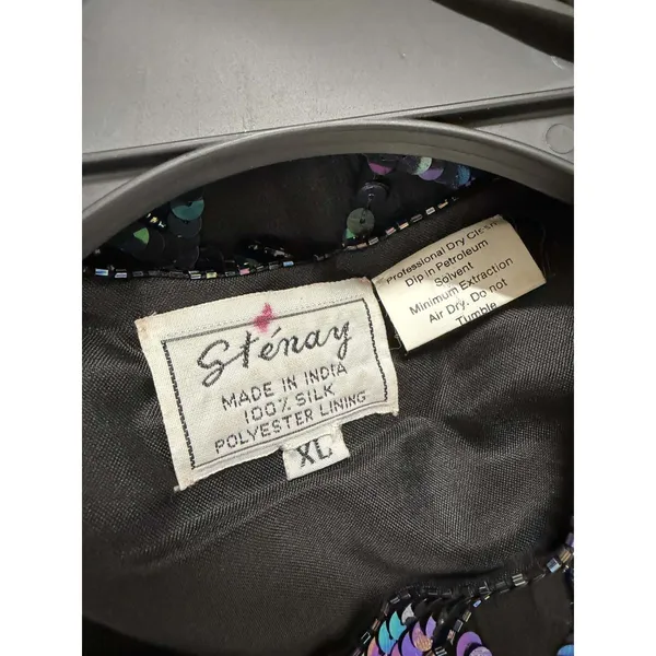 Stenay Womens Black Silk Beaded Jacket Size XL - Image 3