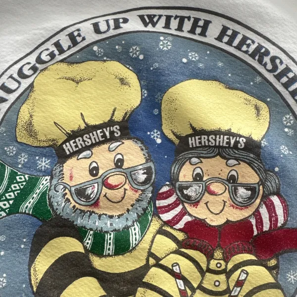 Jerzees Vintage 90s Hershey's Hot Cocoa Sweatshirt XL White Graphic Crewneck - Image 5