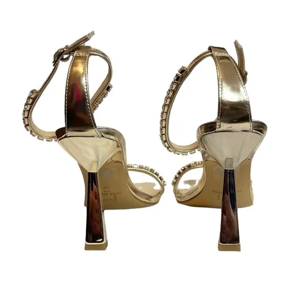 MARC FISHER Karima Leather Gold‎ Heeled Sandal w/ Crystal Trim - Image 5