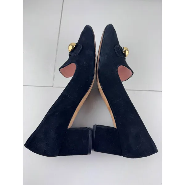 Kate Spade Middleton Black Suede Block Heel Loafers Pointed Heel Womens Size 6.5 - Image 8